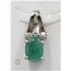 Image 1 : #195-NATURAL EMERALD & CZ PENDANT