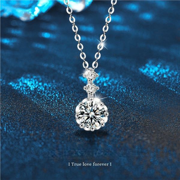 1 CT GRA CERTIFIED ROUND BRILLIANT 925S NECKLACE