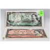 Image 1 : CANADIAN 1954 - $1+ $2 BANKNOTES