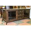Image 1 : DARKWOOD + GLASS 3 DRAWER 2 DOOR TV STAND