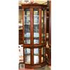 Image 1 : VINTAGE WOOD+GLASS CORNER CABINET W/INNER LIGHTS