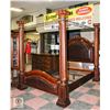 Image 1 : ORNATE 4 POSTER QUEEN SIZE BED W/ PADDED HEAD &