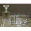 Image 1 : PINWHEEL CRYSTAL CREAM/SUGAR DISHES, DECANTER + 6