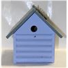 HANGING WOOD BIRDHOUSE, PERIWINKLE & GREY ROOF