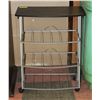 Image 1 : WHEELED 4 TIER SHELF  METAL RACK,WOOD TOP