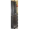 Image 1 : TALL BLACK SHELVING UNIT W/GLASS DOOR H-80" W-11"