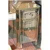 Image 1 : MIRRORED END TABLE W/ DRAWER & DOOR *CRACKED*