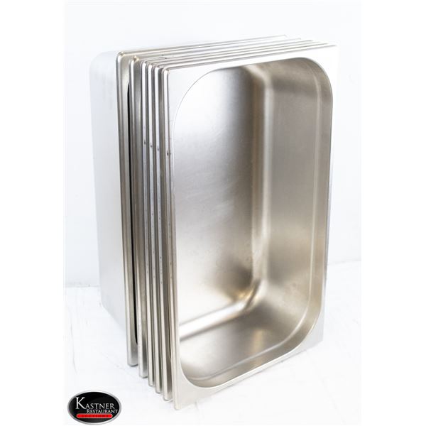 7 FULL SIZE STAINLESS STEEL INSERTS 6" DEEP