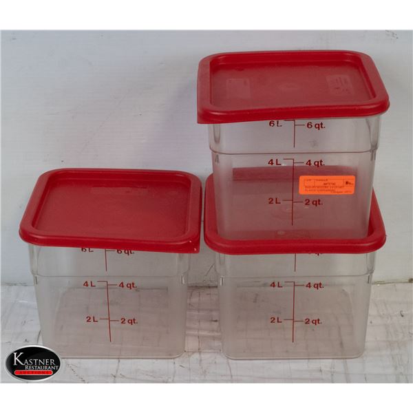 BAILIFF SEIZURE: 3 CAMBRO  6 QT DRY STORAGE