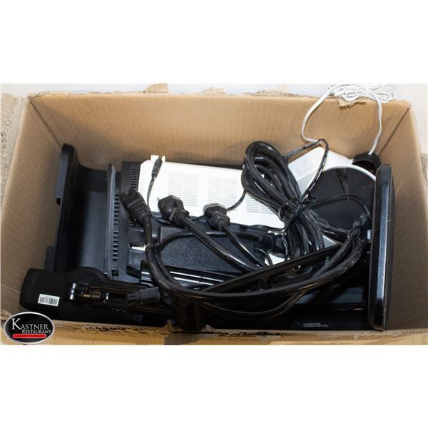 BAILIFF SEIZURE: BOX OF ASSORTED MODEMS & MORE