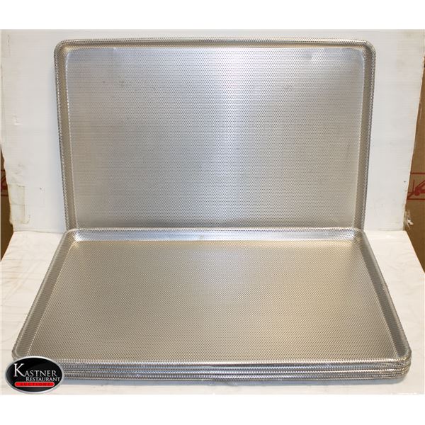 5 NEW ALUMINUM PERFORATED BUN PANs 18" X 26'