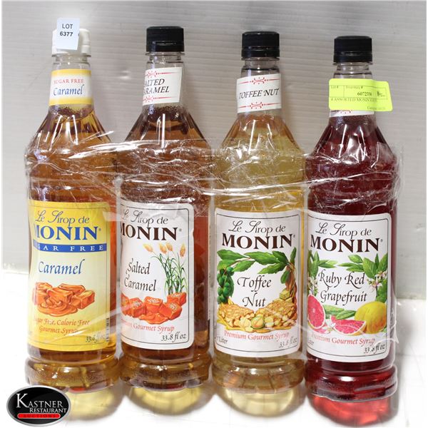 4 ASSORTED MONIN SYRUPS