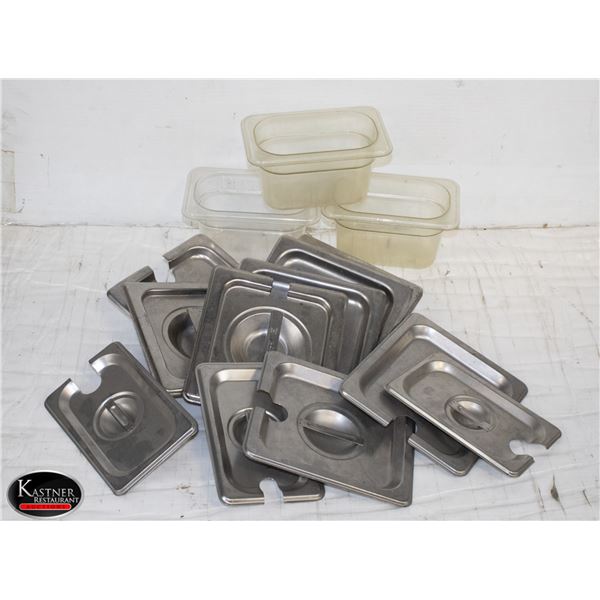 ASSORTED S/S INSERT LIDS W/ 3 1/9 POLY INSERTS