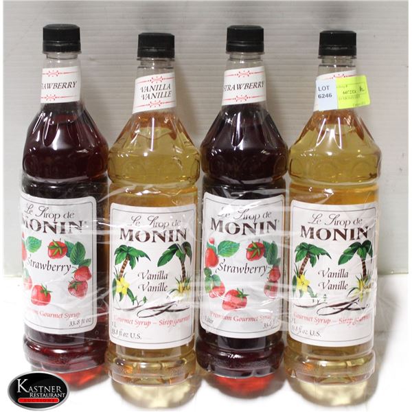 4 ASSORTED MONIN SYRUPS