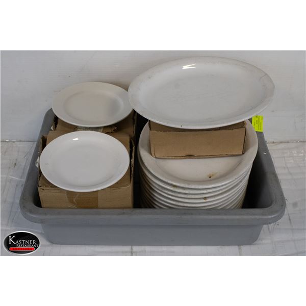 BUS TOT FULL OF ASSORTED DISH WARE INCLUDEDS