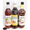 Image 1 : 3 ASSORTED 1L BOTTLES OF MONIN SYRUPS