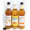 Image 1 : 3 ASSORTED 1L BOTTLES OF MONIN SYRUPS