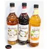 Image 1 : 3 ASSORTED 1L BOTTLES OF MONIN SYRUPS