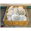 Image 1 : 33" X 33" CRATE FULL OF ASSORTED DISHES
