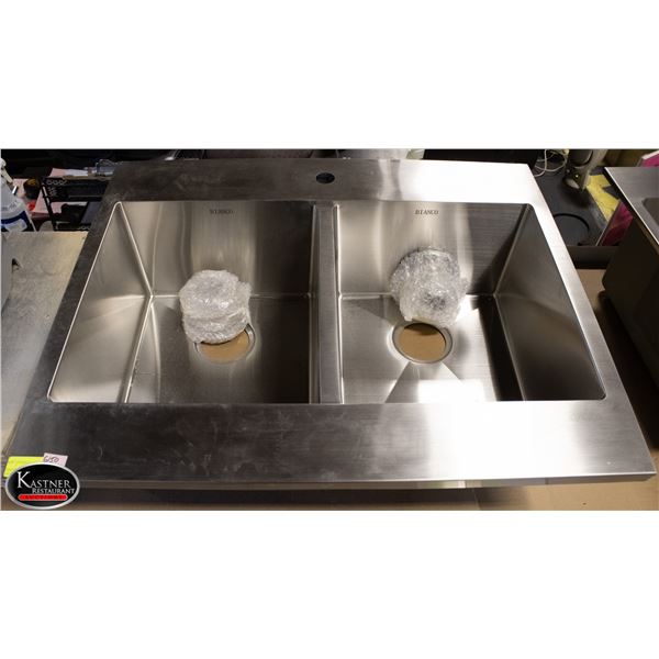 NEW BIANCO S/S DOUBLE WELL DROP IN SINK