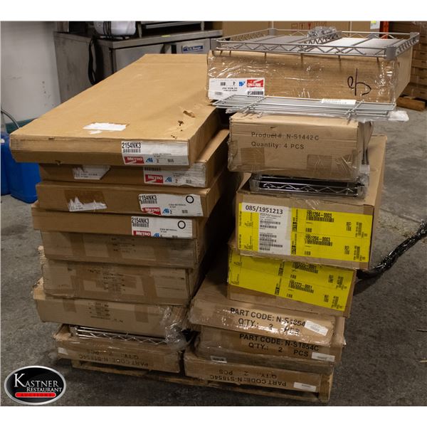 PALLET OF ASSORTED METRO RACKING SHELVES