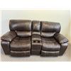 Image 1 : Faux Leather Loveseat with Center Console
