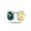 Image 1 : 4.57 ctw Blue-Green and Yellow Sapphire and 0.59 ctw Diamond Platinum Ring (GIA