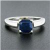 Image 2 : Vintage Platinum 1.05 ctw Square Step Cut Prong Set Sapphire Solitaire Ring