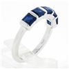 Image 9 : Platinum 1.75 ctw Square Step Cut Blue Sapphire Bar Channel Set 5 Stone Band Rin