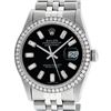 Image 2 : Rolex Mens Stainless Steel Black Baguette Diamond 36MM Datejust Wristwatch