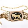 Image 7 : Antique Victorian 10k Gold 6 Strand Gate Link w/ Bloodstone & Gold Lion Bracelet