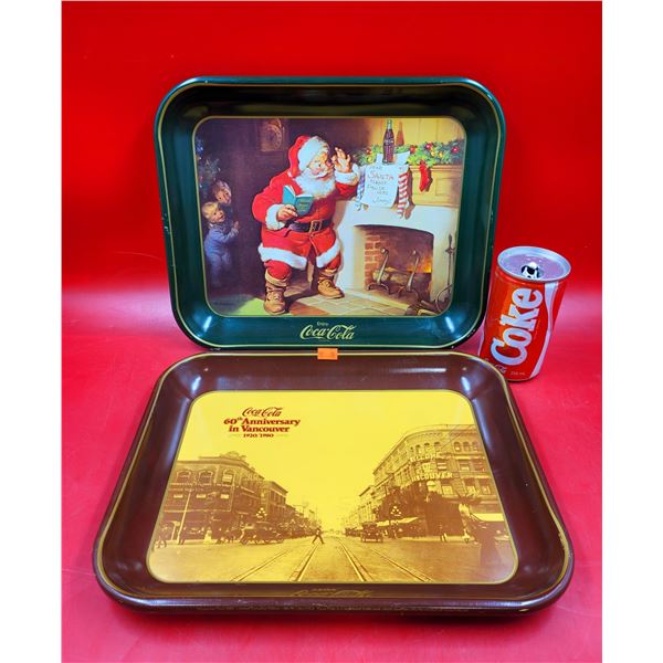 VTG Coca Cola 60th Anniversary In Vancouver & Christmas Advertising Trays