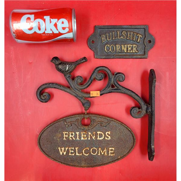 2 Cast Iron Signs