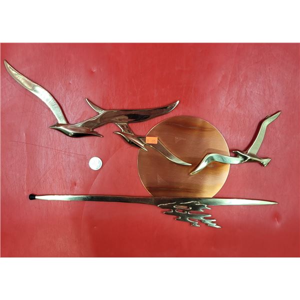 Copper Moon w/ Brass Clouds & Birds Wall Mount
