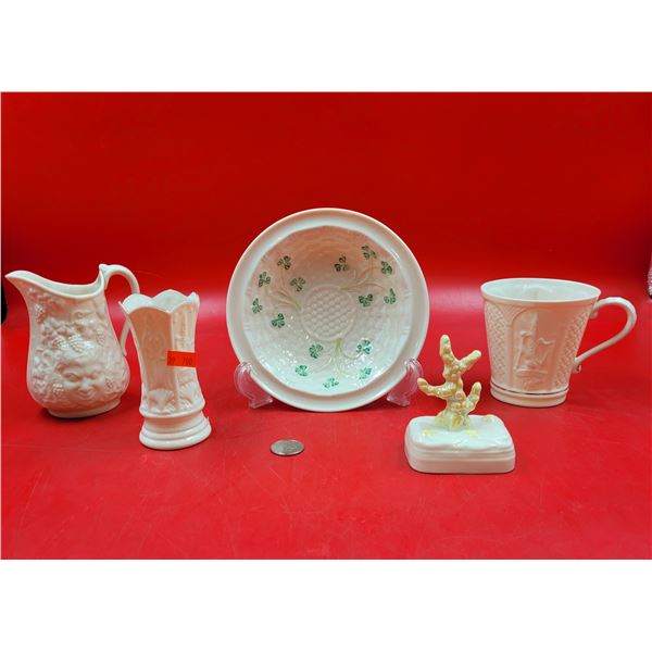 Lot of Belleek Dishes & Cactus Ornament Made in Ireland