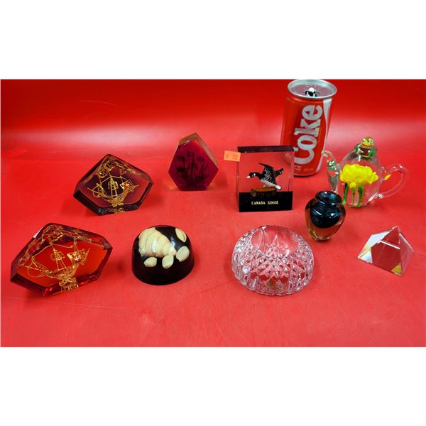 Lot Of Glass Art Filled Paperweights