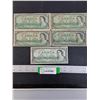 Image 1 : (5) 1954 Beattie/Rasminsky 1 Dollar Bills