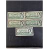 Image 2 : (5) 1954 Beattie/Rasminsky 1 Dollar Bills