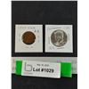 Image 1 : 1865 USA 2 Cent Piece and 1967 USA 50 Cent Piece