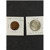 Image 3 : 1865 USA 2 Cent Piece and 1967 USA 50 Cent Piece