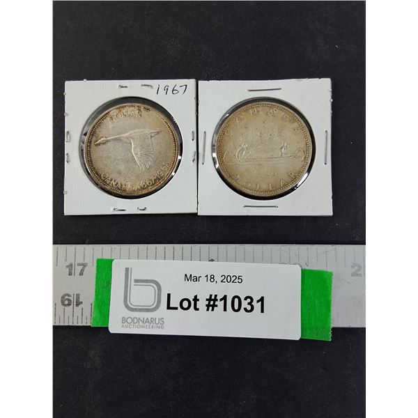 1966 and 67 Canadian Silver Dollars