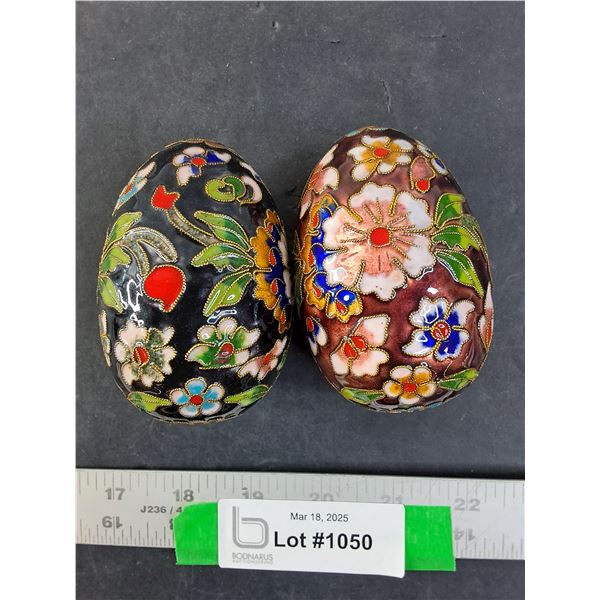 (2) Vintage Chinese Cloisonne Eggs