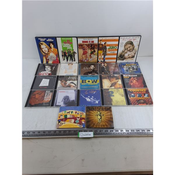 (5) DVD Movies (Juno, PS I Love You, Bring It On), (17) Music CDs (Celine Dion, Clint Black, Matchbo
