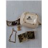 Image 2 : Bronze Colored Tray, Decorative Spoons, Buttons, Misc.