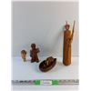 Image 1 : Wooden Boat, Boy Statue Decor, Deer Wall Hanger and Novelty Bottle Cork