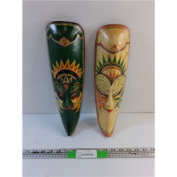 (2) Indonesian Wood Carved Decorations