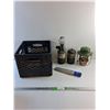 Image 1 : Metal Detector, Propane Tank, Coleman Propane Lamps and Milk Crate