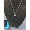 Image 2 : Sterling Silver Necklace w/Pink & White Flower Pendant