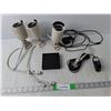 Image 1 : (4) 00SSXX Security Cameras with Adapters- Untested, D-Link Gigabit Switch