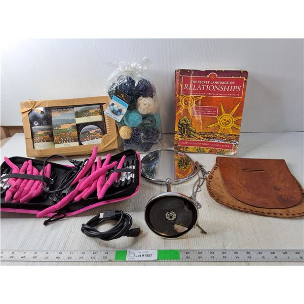 Secret Language of Relationships Book, Napa Valley Bath Set, Remington Curlers, Misc.